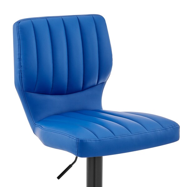 Armen Living Bardot Adjustable Height Blue Faux Leather Swivel Bar Stool - LCBABABLBLUE