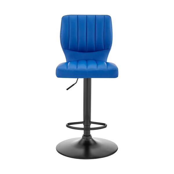Armen Living Bardot Adjustable Height Blue Faux Leather Swivel Bar Stool - LCBABABLBLUE