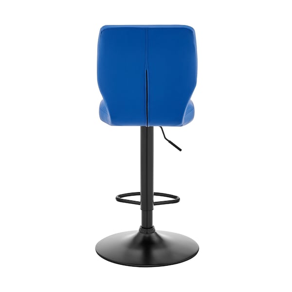 Armen Living Bardot Adjustable Height Blue Faux Leather Swivel Bar Stool - LCBABABLBLUE