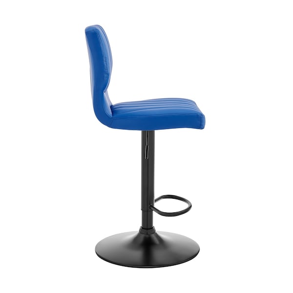 Armen Living Bardot Adjustable Height Blue Faux Leather Swivel Bar Stool - LCBABABLBLUE