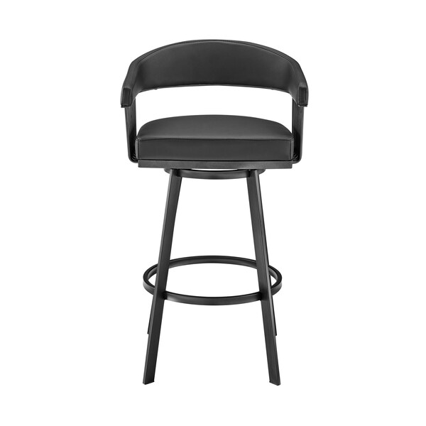 Armen Living Chelsea 29" Swivel Bar Stool with Matte Black Finish and Black Faux Leather - LCCSBABLBL30
