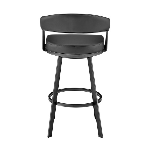 Armen Living Chelsea 29" Swivel Bar Stool with Matte Black Finish and Black Faux Leather - LCCSBABLBL30