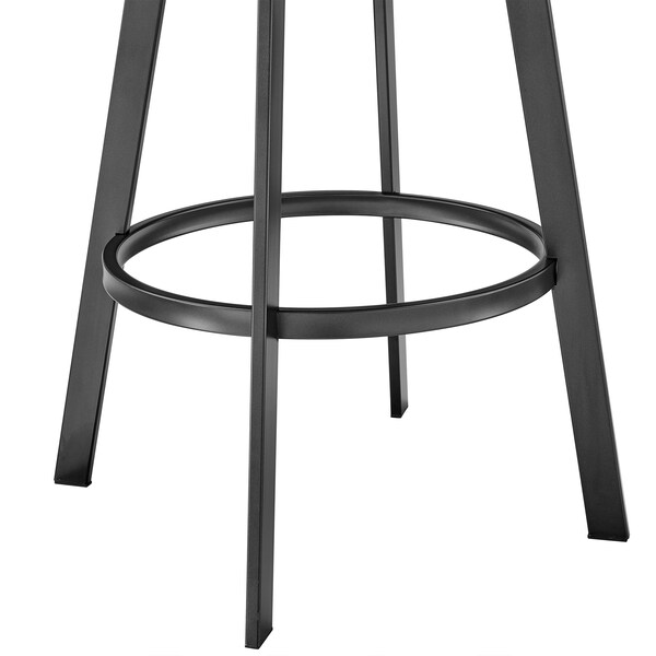 Armen Living Chelsea 29" Swivel Bar Stool with Matte Black Finish and Black Faux Leather - LCCSBABLBL30