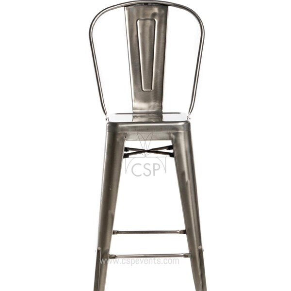 Commercial Seating Products MO-301-BGN1-Bar-4 Oscar Steel Armless Barstool - Brushed Gun Metal - 46.5 in. - Set of 2 - MO-301-BGN1-BAR-WEB2