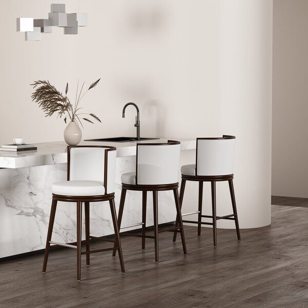 Manhattan Comfort Evalyn Barstool in White - Set of 3 - 3-BS024-WH