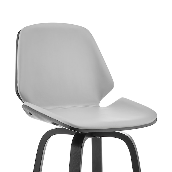 Armen Living Arabela 26" Gray Faux Leather and Black Wood Swivel Bar Stool - LCAABABLGR26