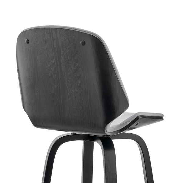 Armen Living Arabela 26" Gray Faux Leather and Black Wood Swivel Bar Stool - LCAABABLGR26