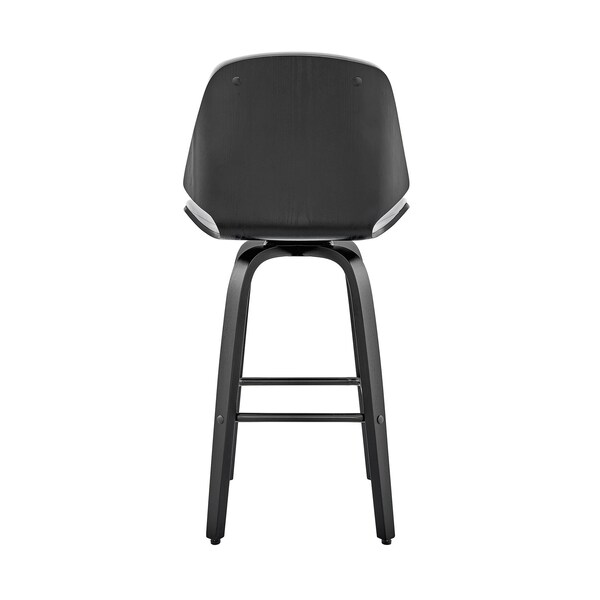 Armen Living Arabela 26" Gray Faux Leather and Black Wood Swivel Bar Stool - LCAABABLGR26