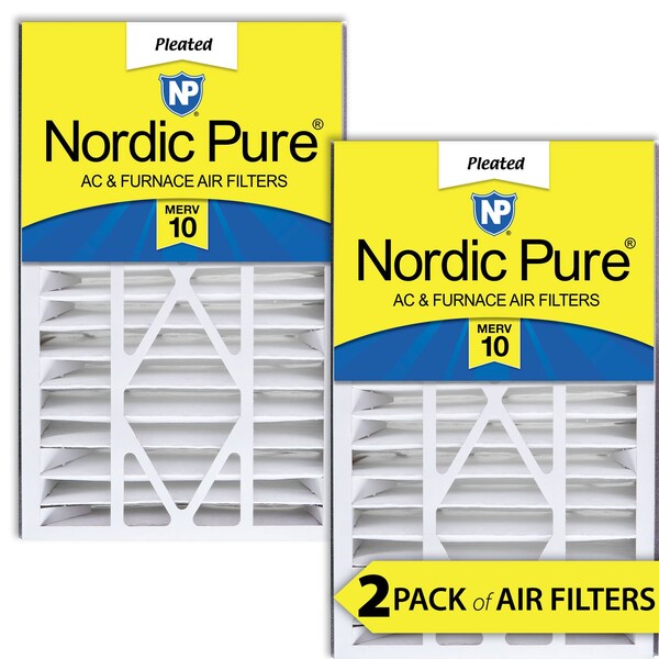 Nordic Pure 16x25x5 Pleated Air Filter, High Capacity, Electrostatically Charged Synthetic Media, MERV 10, 2 PK - 16X25X5ABM10-2