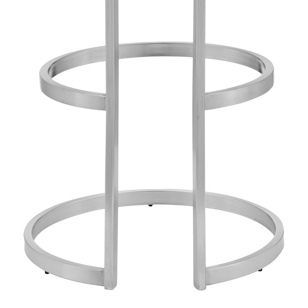 Armen Living Vander 30" Gray Faux Leather and Brushed Stainless Steel Swivel Bar Stool - LCVDBABSGR30