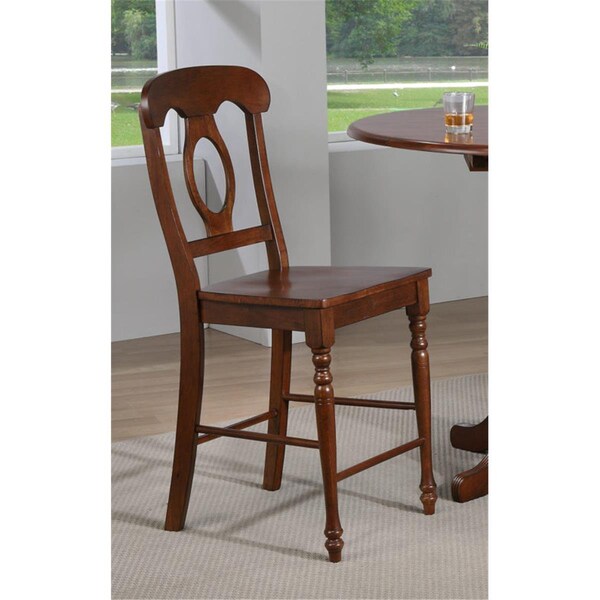 Fine-Line Andrews Napoleon Barstool in Antique White & Chestnut - Set of 2 - FI2661518