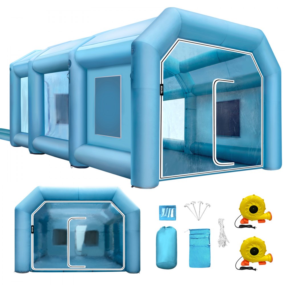 VEVOR Inflatable Paint Booth, 19.69x13.12x8.53 ft Spray Paint Booth, Powerful 750W+350W Blowers Inflatable Spray Booth with Air Filter System, Car Paint Booth for Car Parking Tent Workstation - ZP6X4X2.6MPQZTBZ1V1