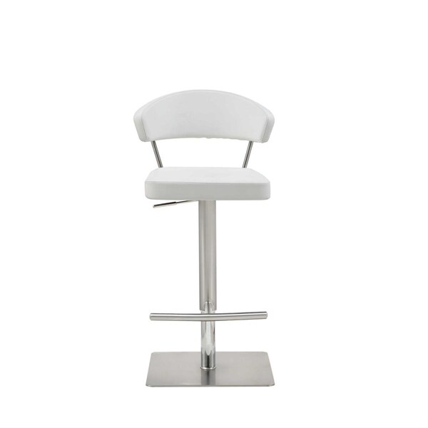 Homeroots White Stainless Steel Bar Stool - 20 x 22 x 34-44 in. - 370622