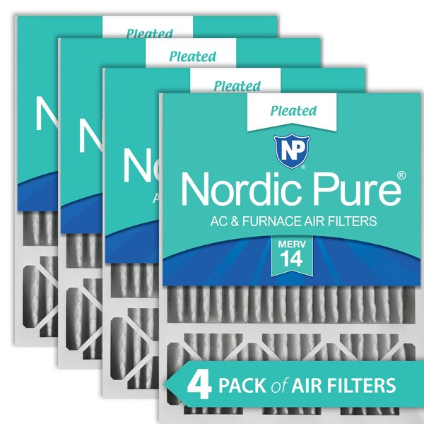 Nordic Pure 20x25x5 Pleated Air Filter, High Capacity, Electrostatically Charged Synthetic Media, MERV 14, 4 PK - 20X25X5LXREDM14-4