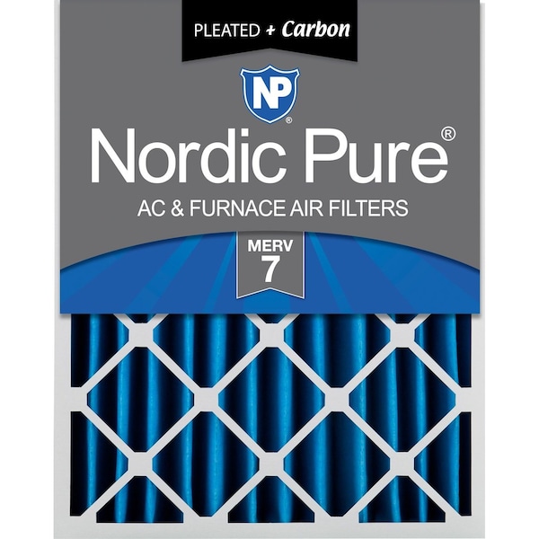 Nordic Pure 12x24x4 Plus Carbon Pleated Air Filter, High Capacity, MERV 7 - 12X24X4M7+C-1