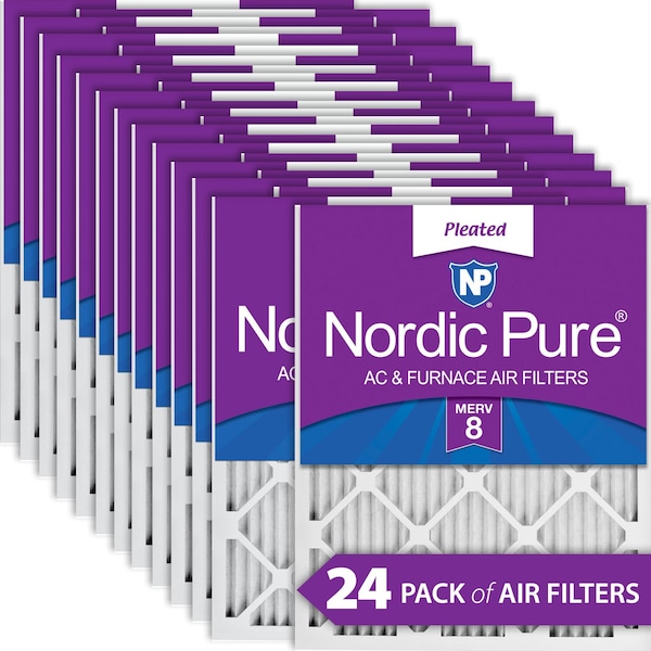 Nordic Pure 10x20x1 Pleated Air Filter, High Capacity, Electrostatically Charged Synthetic Media, MERV 8, 24 PK - 10X20X1M8-24