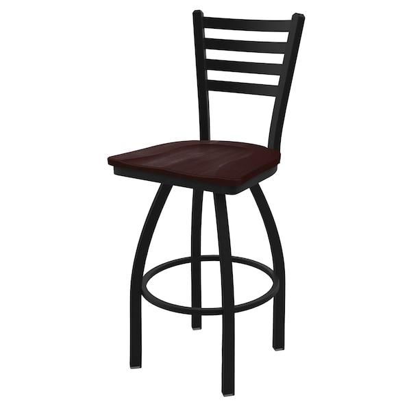 Holland Bar Stool Co 30" Swivel Bar Stool, Black Wrinkle, Dark Cherry Maple Seat - 41030BWDCMPL