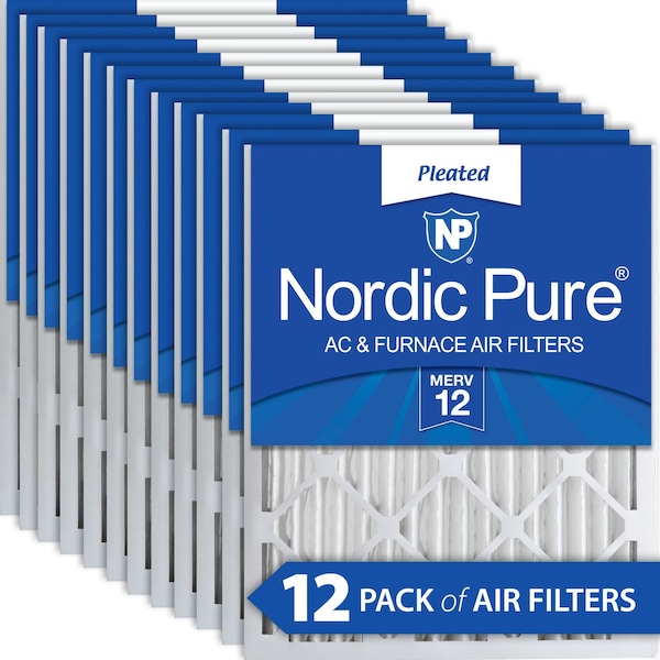 Nordic Pure 20x25x2 Pleated Air Filter, High Capacity, Electrostatically Charged Synthetic Media, MERV 12 - 20X25X2M12-12