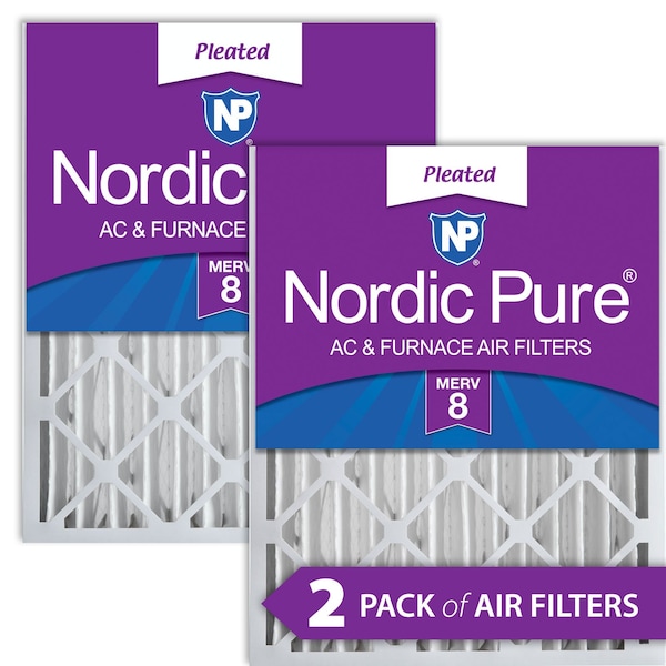 Nordic Pure 18x24x4 Pleated Air Filter, High Capacity, Electrostatically Charged Synthetic Media, MERV 8, 2 PK - 18X24X4M8-2