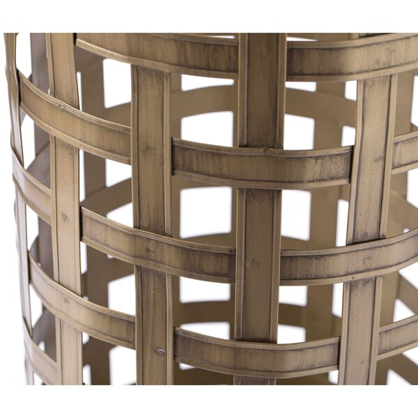 Vintiquewise Round Metal Woven Umbrella Storage Stand - QI003813