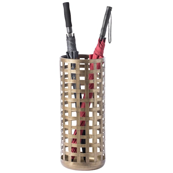 Vintiquewise Round Metal Woven Umbrella Storage Stand - QI003813