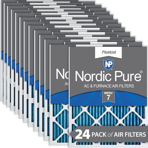 Nordic Pure 8x20x1 Pleated Air Filter, High Capacity, Electrostatically Charged Synthetic Media, MERV 7, 24 PK - 8X20X1M7-24