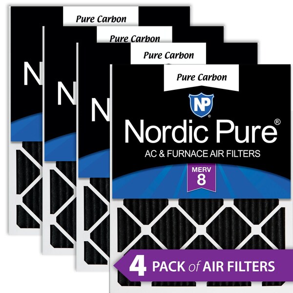Nordic Pure 20x30x1 Pure Carbon Pleated Air Filter, High Capacity, MERV 8, 4 PK - 20X30X1PCP-4