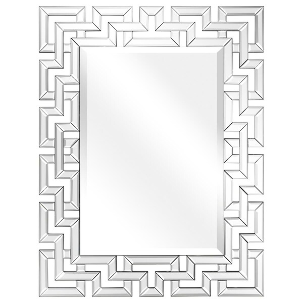 Sekkusu Furniture 31 x 40 in. MDF Base Covered Wall Mirror with Beveled Antique Mirror Panels - 0.75 in. Beveled Edge - SE2573376