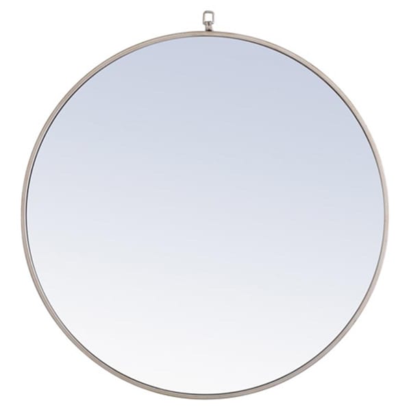 Doba-Bnt 32 in. Eternity Metal Frame Round Mirror with Decorative Hook, Silver - SA2957911