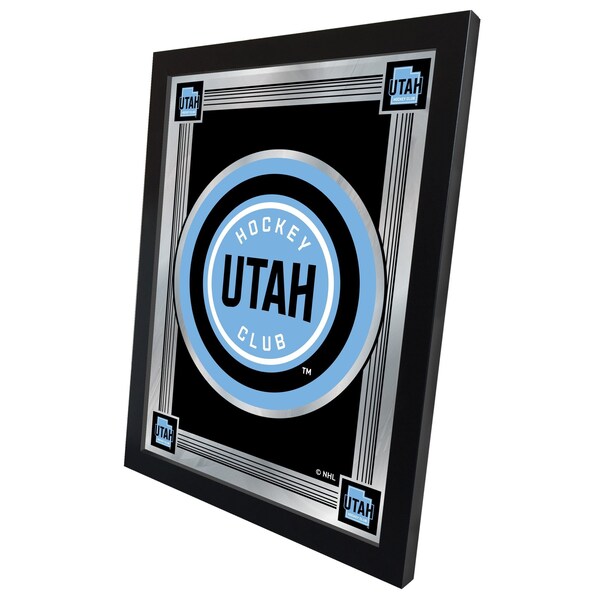 Holland Bar Stool Co Utah Hockey Club 17in x 22in Logo Wall Mirror - Black Wood Frame - Vibrant Full Color - Style A - MLOGO