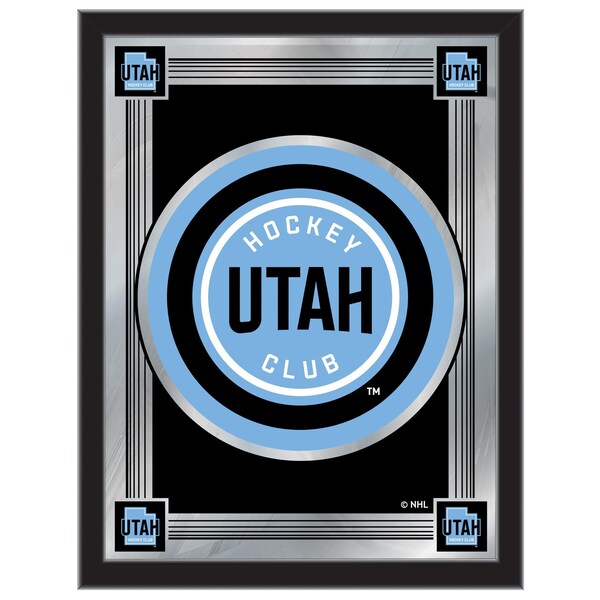 Holland Bar Stool Co Utah Hockey Club 17in x 22in Logo Wall Mirror - Black Wood Frame - Vibrant Full Color - Style A - MLOGO