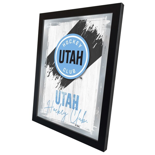 Holland Bar Stool Co Utah Hockey Club 17in x 22in Logo Wall Mirror - Black Wood Frame - Vibrant Full Color - Style B - MLOGO