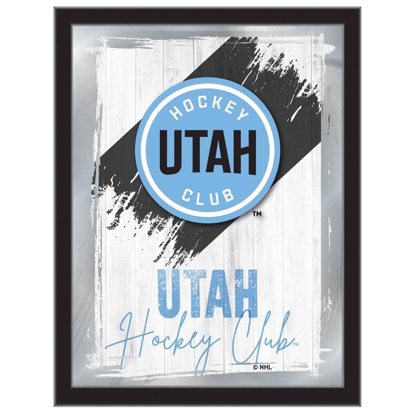Holland Bar Stool Co Utah Hockey Club 17in x 22in Logo Wall Mirror - Black Wood Frame - Vibrant Full Color - Style B - MLOGO