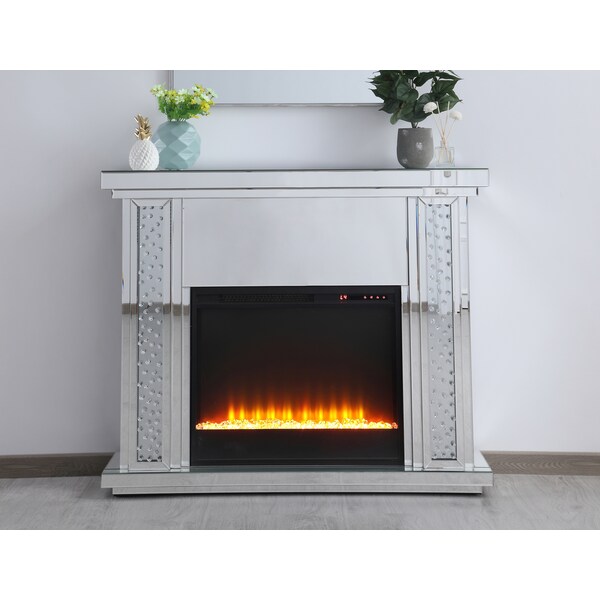 Elegant Decor 47.5 In. Crystal Mirrored Mantle With Crystal Insert Fireplace, 2PK, 677479 - MF9901-F2