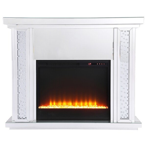 Elegant Decor 47.5 In. Crystal Mirrored Mantle With Crystal Insert Fireplace, 2PK, 677479 - MF9901-F2