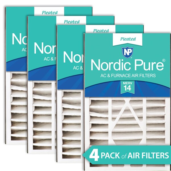 Nordic Pure 16x25x5 Pleated Air Filter, High Capacity, Electrostatically Charged Synthetic Media, MERV 14, 4 PK - 16X25X5ABM14-4