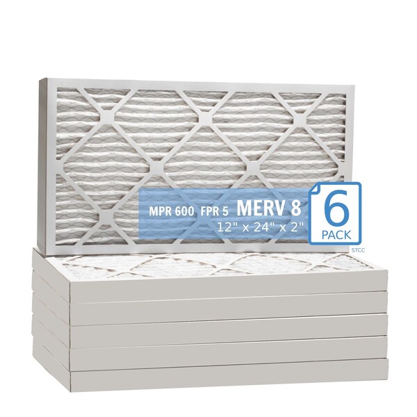 Purolator 12x24x2 Pleated Air Filter, MERV 8, 6 PK - 12X24X2X1 HI (6 PACK)