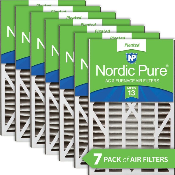 Nordic Pure 16x25x3 Pleated Air Filter, High Capacity, Electrostatically Charged Synthetic Media, MERV 13, 7 PK - 16X25X3ABM13-7