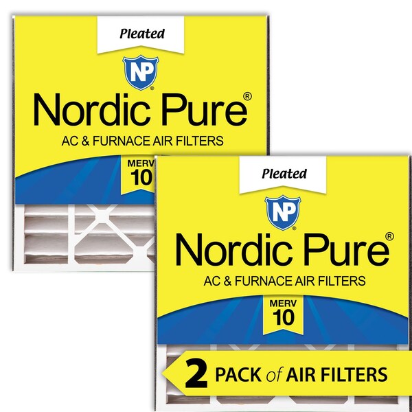 Nordic Pure 20x20x5 Pleated Air Filter, High Capacity, Electrostatically Charged Synthetic Media, MERV 10, 2 PK - 20X20X5ABM10-2
