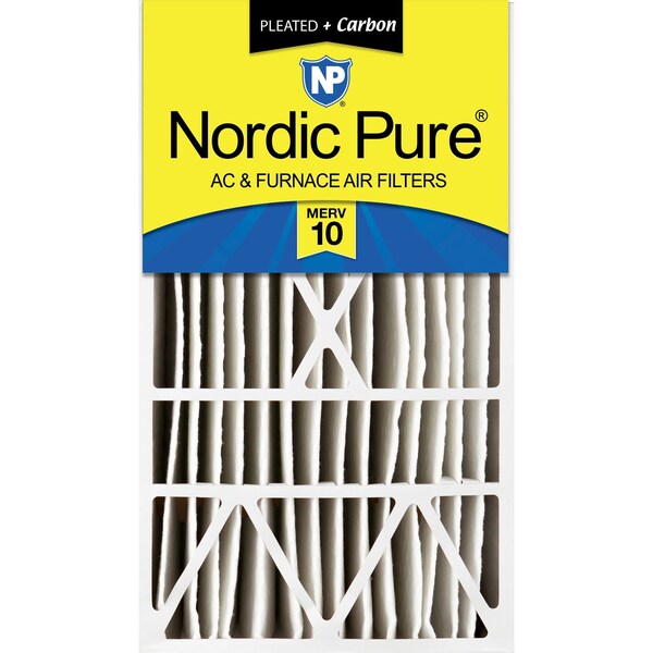 Nordic Pure 16x28x6 Plus Carbon Pleated Air Filter, High Capacity, MERV 10 - 16X28X6ASGM10+C-1