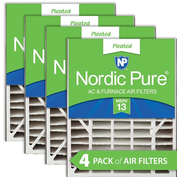 Nordic Pure 20x25x5 Pleated Air Filter, High Capacity, Electrostatically Charged Synthetic Media, MERV 13, 4 PK - 20X25X5ABM13-4