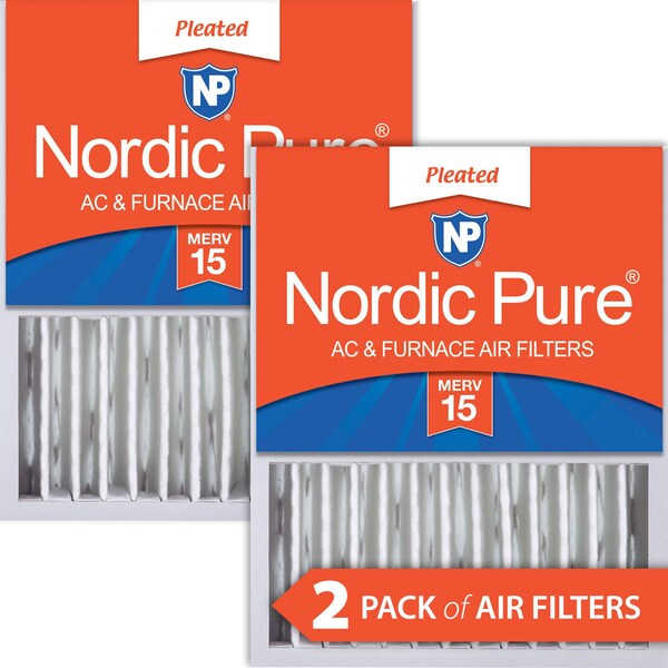 Nordic Pure 16x20x5 Pleated Air Filter, High Capacity, Electrostatically Charged Synthetic Media, MERV 15, 2 PK - 16X20X5HM15-2