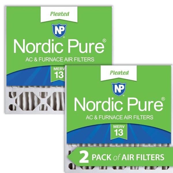 Nordic Pure 20x20x5 Pleated Air Filter, High Capacity, Electrostatically Charged Synthetic Media, MERV 13, 2 PK - 20X20X5HM13-2