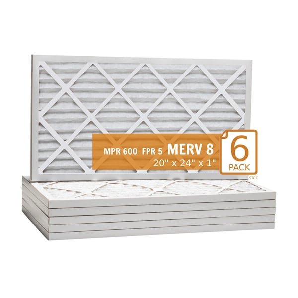 Purolator 20x24x1 Pleated Air Filter, MERV 8, 6 PK - 20X24X1X1 KP (6 PACK)