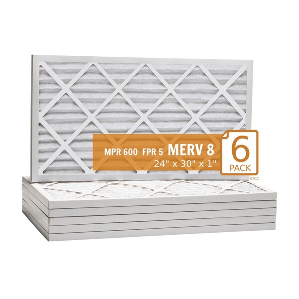 Purolator 24x30x1 Pleated Air Filter, MERV 8, 6 PK - 24X30X1X1 KP (6 PACK)