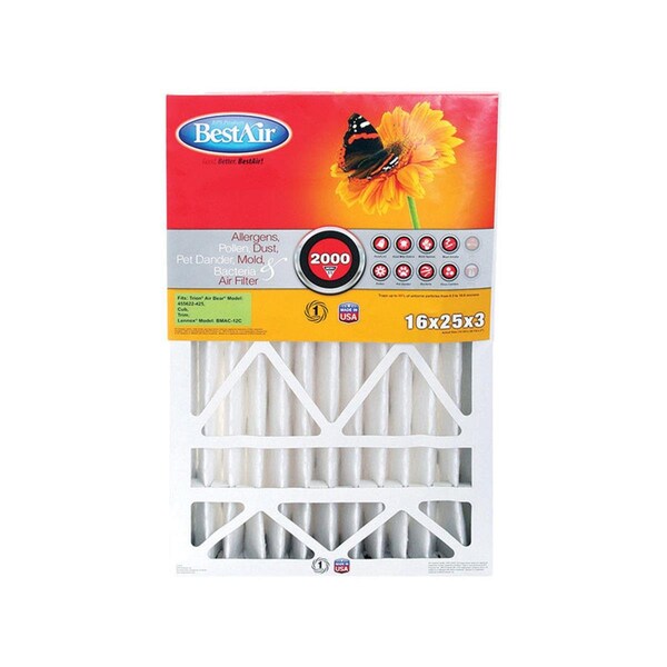 Bestair Best Air 4822813 25x16x3 . 11 MERV Pleated Furnace Filter - Case of 3 - 4822813