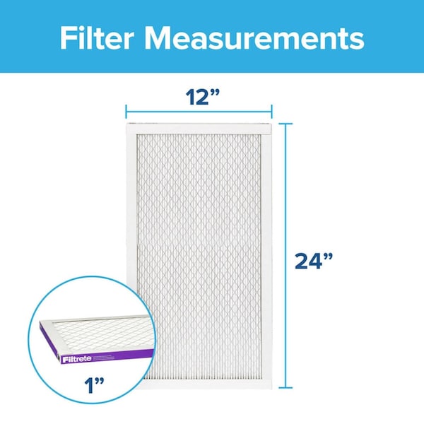 3M 12x24x1 Ultra Allergen Pleated Air Filter, MERV 12 - 2020DC-6