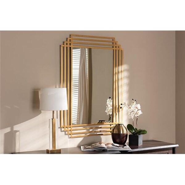 Baxton Studio Baxton Studio RXW-6233 Kalinda Art Deco Antique Gold Finished Rectangular Accent Wall Mirror - RXW-6233