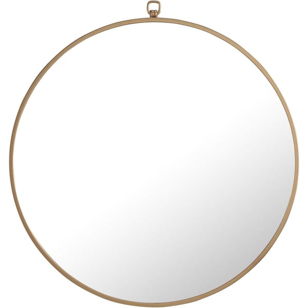 Convenience Concepts 24 x 24 in. Eternity Metal Frame Round Mirror with Decorative Hook - Brass - HI2954183