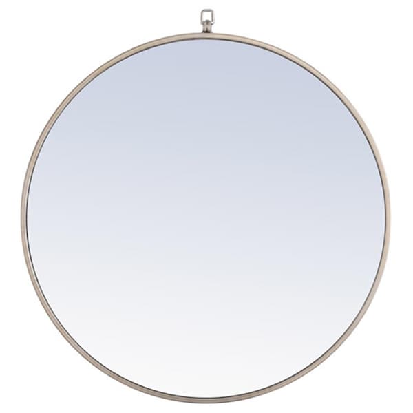 Doba-Bnt 28 in. Eternity Metal Frame Round Mirror with Decorative Hook, Silver - SA2943774